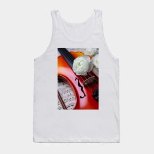 White  Ranunculus On Baroque Violin Tank Top